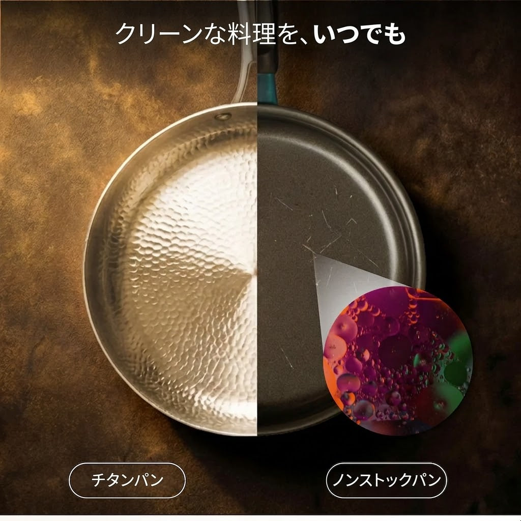 チタンフライパン Pro®｜有害物質不使用・究極のノンスティック体験